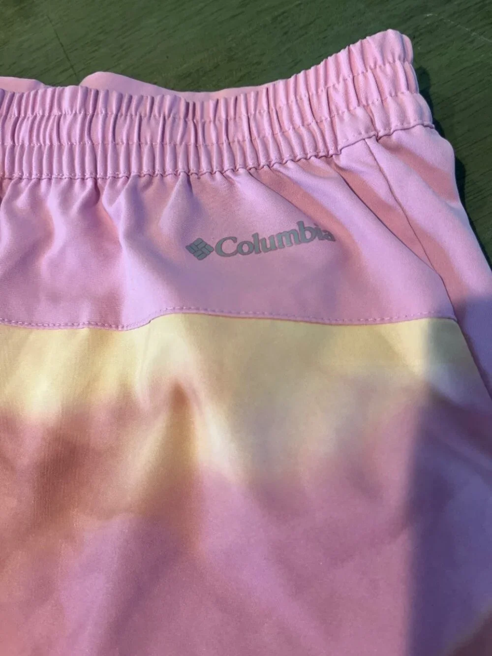 Columbia Girls Pink & Orange Tie-Dye Swim Shorts L 14/16 With Drawstring Waist